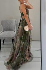 ChicElegance™ – Robe Longue Femme Imprimé Moderne et Laçage Ajustable-3