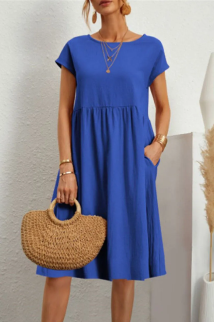 Melanique™ – Robe Décontractée Femme Élégante avec Détails Patchwork-2