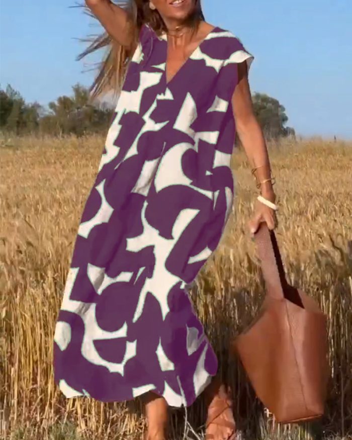 Variant image for CamilleChic™ – Robe Femme Longue Élégante Col en V Tissu Doux et Respirant-31