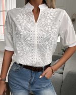 IzaElegance™ – Chemisier Femme Chic Confortable en Coton et Polyester-1