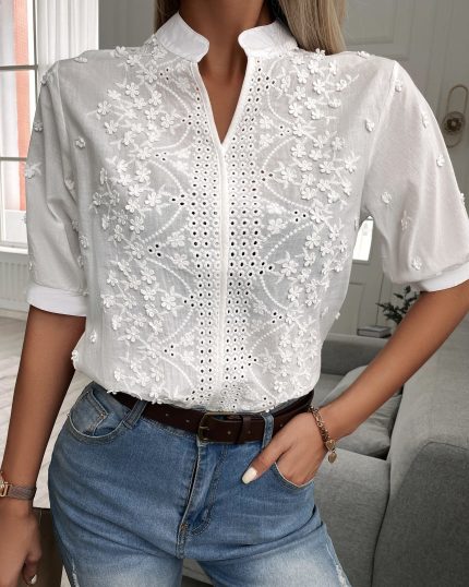 IzaElegance™ – Chemisier Femme Chic Confortable en Coton et Polyester-1