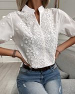 IzaElegance™ – Chemisier Femme Chic Confortable en Coton et Polyester-3
