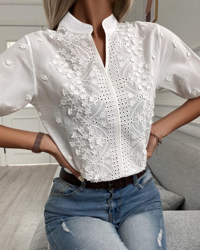 IzaElegance™ – Chemisier Femme Chic Confortable en Coton et Polyester-3
