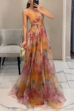 ChicElegance™ – Robe Longue Femme Imprimé Moderne et Laçage Ajustable-6