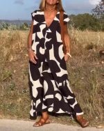 CamilleChic™ – Robe Femme Longue Élégante Col en V Tissu Doux et Respirant-6