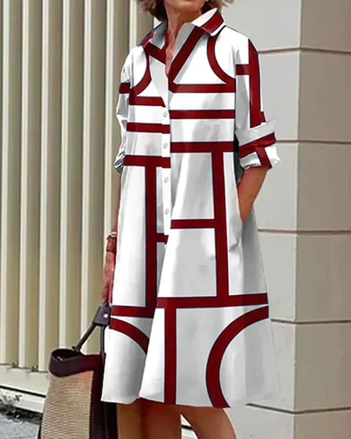 Estelle™ – Robe Longue Femme Chic Imprimé Géométrique avec Poches-6