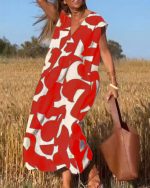 Variant image for CamilleChic™ – Robe Femme Longue Élégante Col en V Tissu Doux et Respirant-19