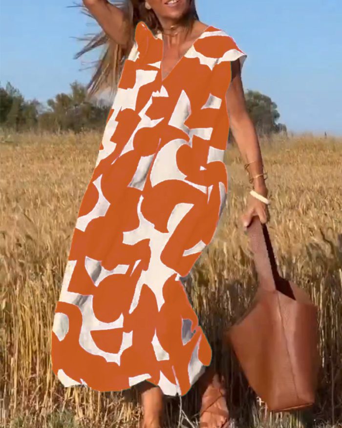 Variant image for CamilleChic™ – Robe Femme Longue Élégante Col en V Tissu Doux et Respirant-25