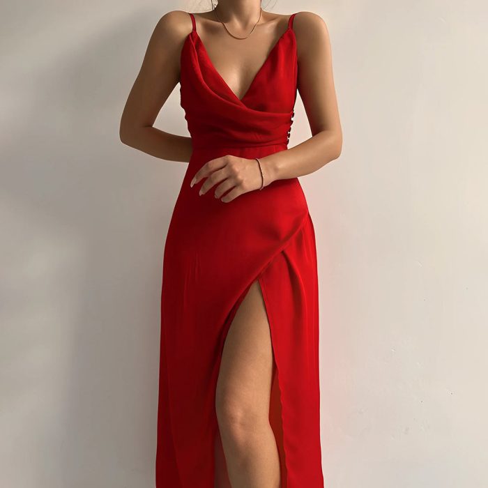 Andromeda™ – Robe de Soirée Longue Chic avec Décolleté Croisé et Fente