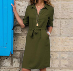 Hébé™ – Robe Chemise Femme Élégante avec Ceinture Ajustable et Confort Optimal-5