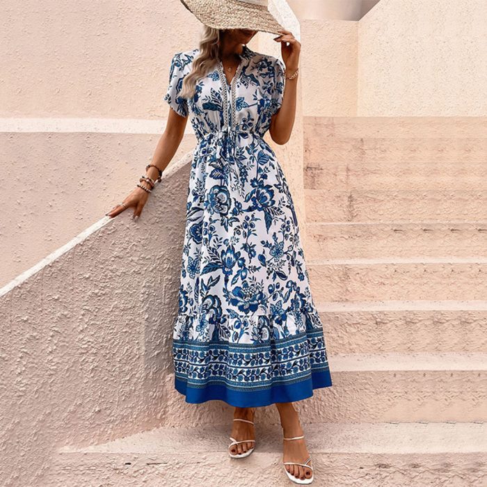 Lotte™ – Robe d'Été Femme Longue Fluide et Chic en Bleu Élégant-1