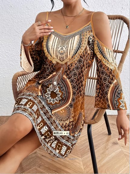 Boheava™ – Robe Bohème Chic Mi-Longue Sans Manche et Fluide Été