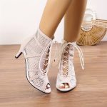 Calyva™ – Sandales Femme à Talon Haut et Lacets Chic pour Soirée Été