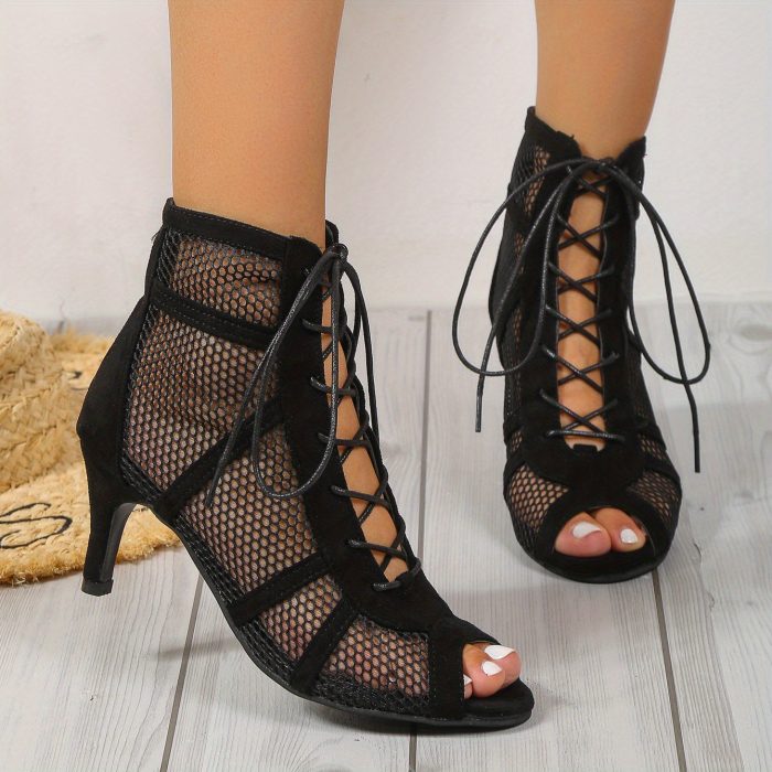 Calyva™ – Sandales Femme à Talon Haut et Lacets Chic pour Soirée Été
