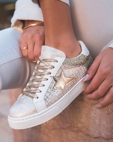 Cassy™ – Baskets Femme Élégantes avec Étoile Dorée et Paillettes Brillantes