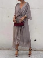 ChicÉlégance™ – Robe Longue Femme Élégante en Mousseline de Soie Légère