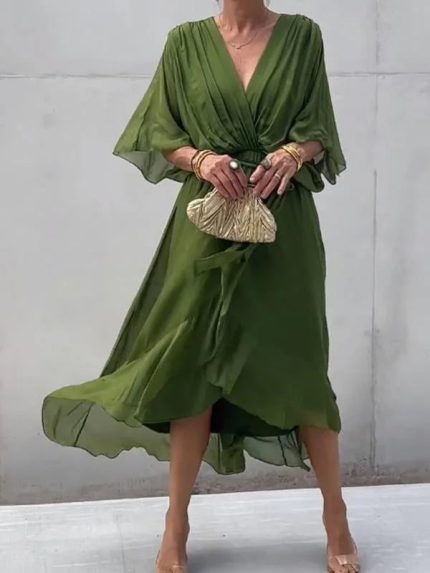 ChicÉlégance™ – Robe Longue Femme Élégante en Mousseline de Soie Légère