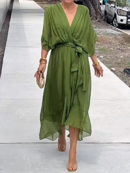 ChicÉlégance™ – Robe Longue Femme Élégante en Mousseline de Soie Légère