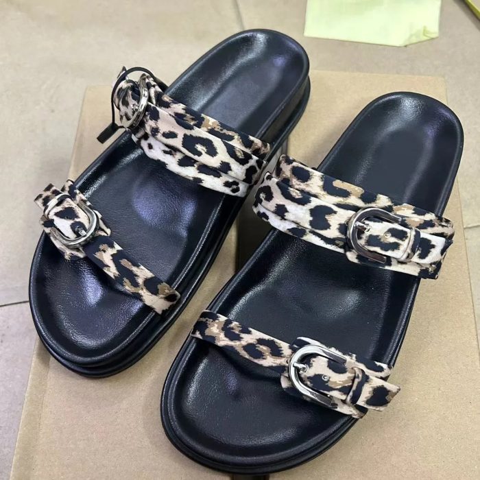 ChicLuxe™ – Sandales Femme à Plateforme Imprimé Léopard Confortables
