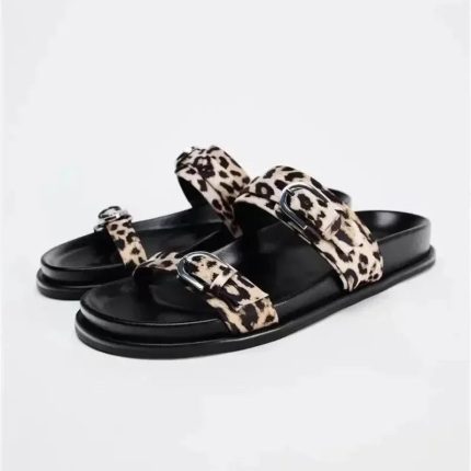 ChicLuxe™ – Sandales Femme à Plateforme Imprimé Léopard Confortables