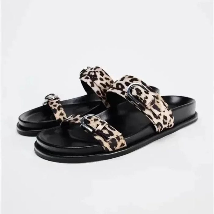 ChicLuxe™ – Sandales Femme à Plateforme Imprimé Léopard Confortables