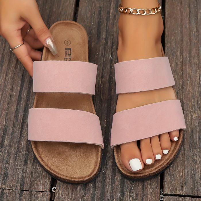 Coralia™ – Sandales Femme Chic et Confortable Plates en Liège Été