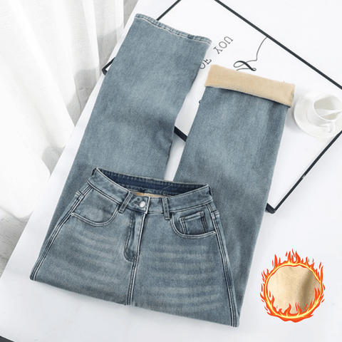 CosyDenim™ – Pantalon Jean Molletonné Femme