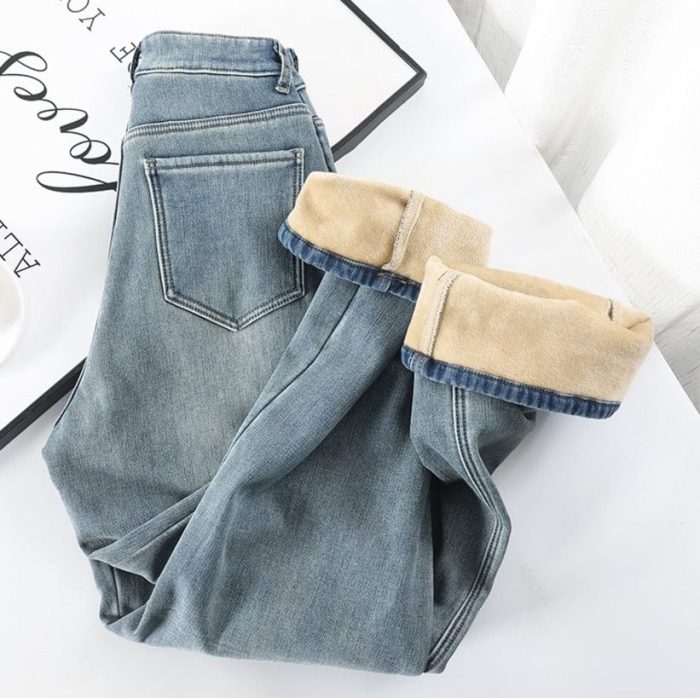 CosyDenim™ – Pantalon Jean Molletonné Femme