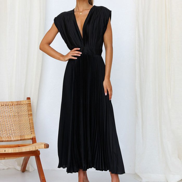 Cripes™ – Robe Femme Longue Élégante à Col en V Polyvalente et Chi