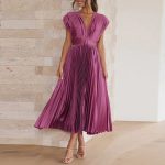 Cripes™ – Robe Femme Longue Élégante à Col en V Polyvalente et Chi