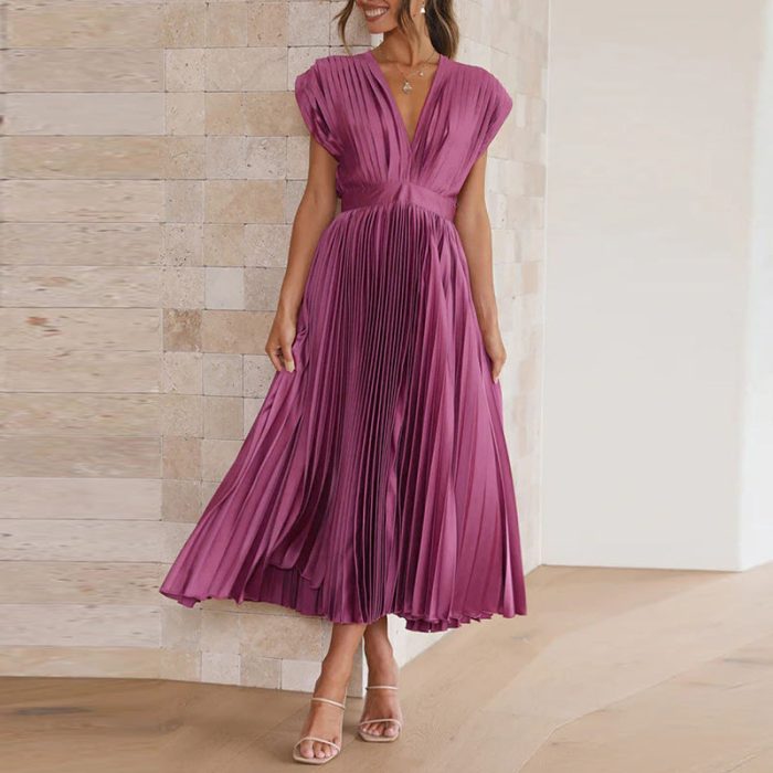 Cripes™ – Robe Femme Longue Élégante à Col en V Polyvalente et Chi