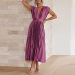 Cripes™ – Robe Femme Longue Élégante à Col en V Polyvalente et Chi