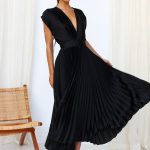 Cripes™ – Robe Femme Longue Élégante à Col en V Polyvalente et Chi