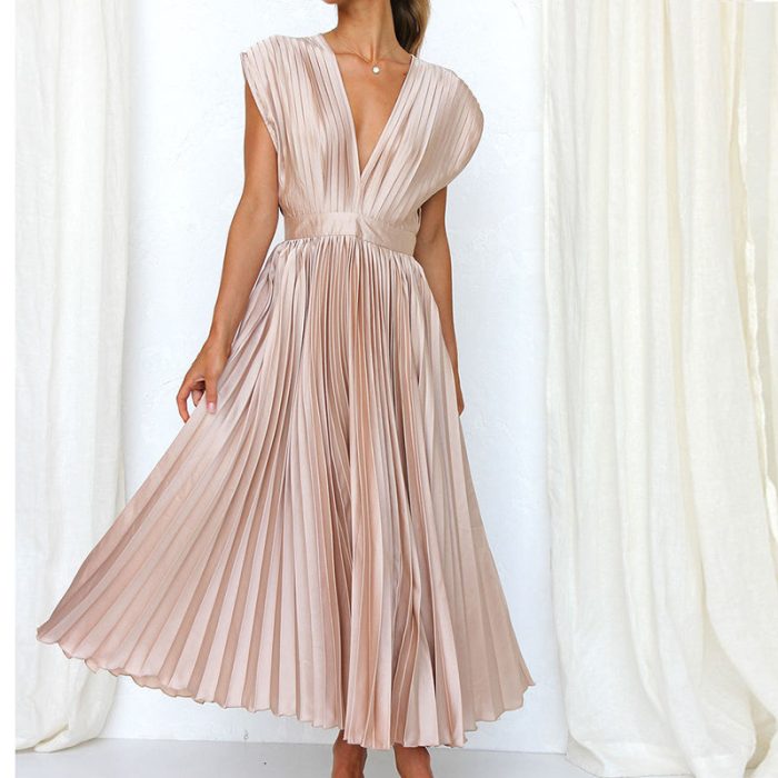 Cripes™ – Robe Femme Longue Élégante à Col en V Polyvalente et Chi