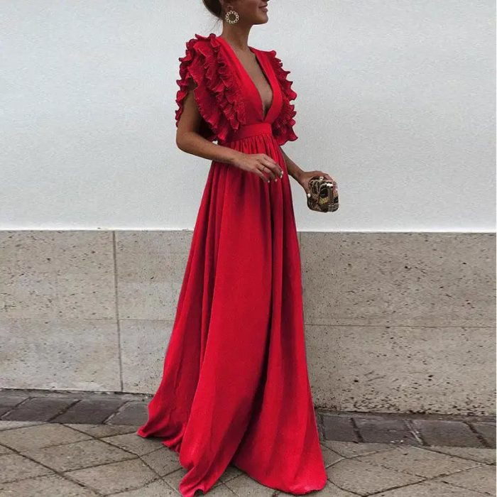 Donata™ – Robe Femme Élégante à Col en V Polyvalente et Confortable