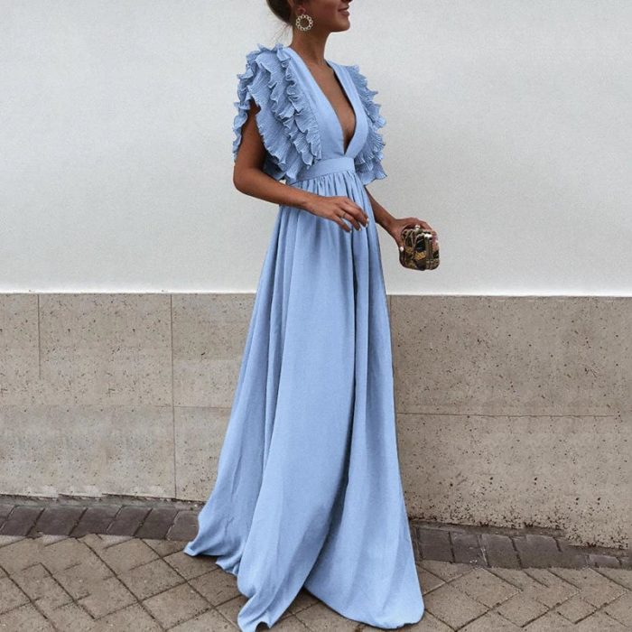 Donata™ – Robe Femme Élégante à Col en V Polyvalente et Confortable