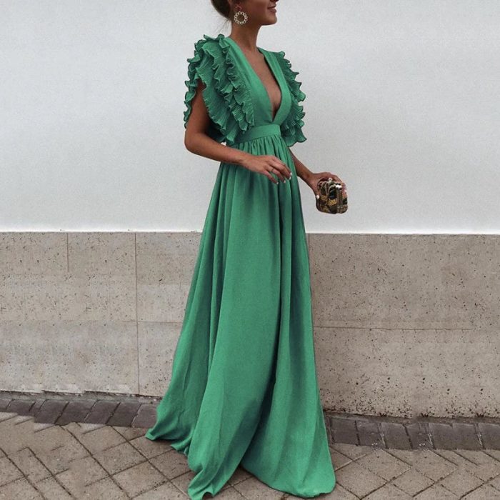 Donata™ – Robe Femme Élégante à Col en V Polyvalente et Confortable