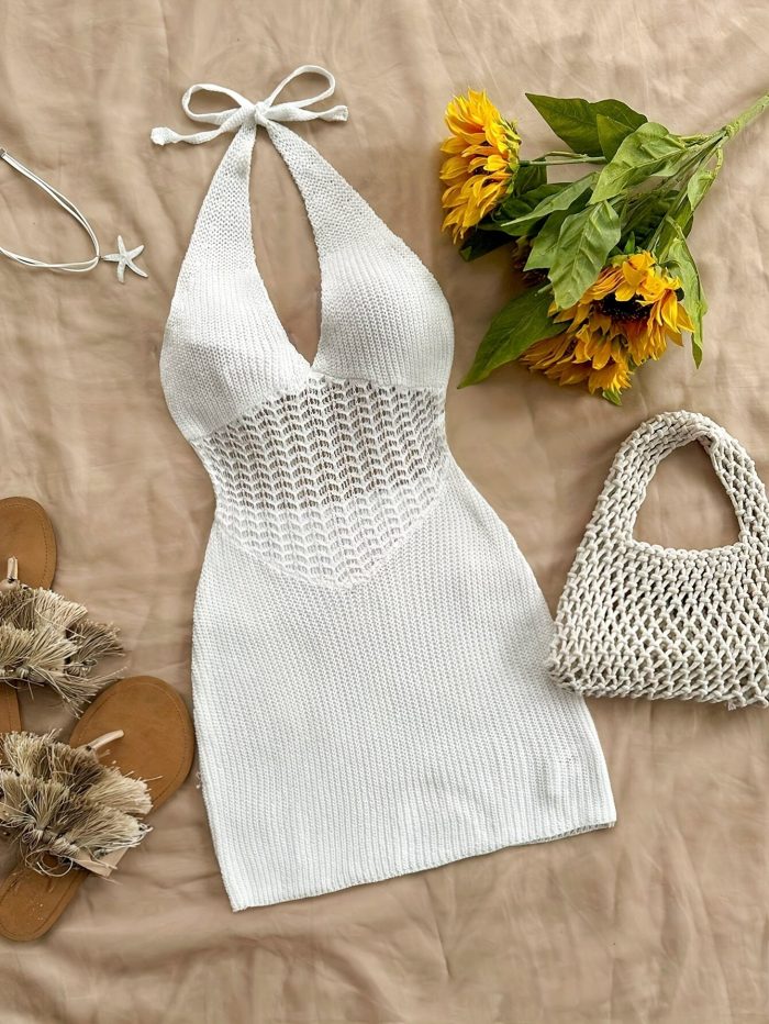 Elbea™ – Robe Crochet Femme Courte Transparente Bohème Chic Été