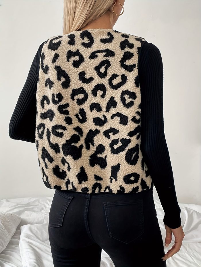 Elegancia™ – Gilet Sans Manche Femme avec Motif Léopard