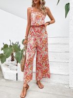 MiSun™ – Combinaison Femme Chic Longue à Jambes Larges avec Motif Floral-2
