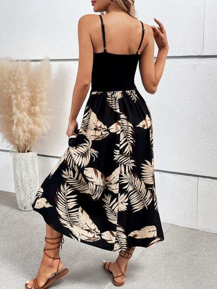Elenalya™ – Robe d’Été Femme Mi-Longue Fendue Chic et Légère Sans Manche
