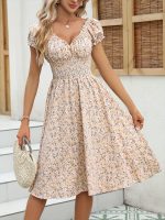 Elyzea™ – Robe Bohème Chic à Fleurs Mi-Longue Fluide et Légère Été