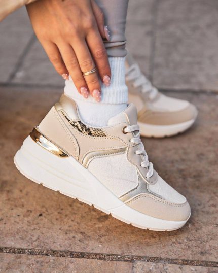 Emery™ – Baskets Femme Taupe Élégantes Confort Inégalé & Détails Chic