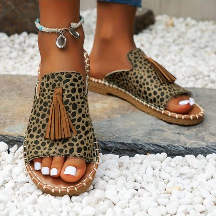 Felissia™ – Sandales Femme Plates Léopard Chic et Confortables Été