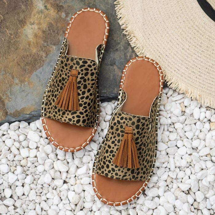 Felissia™ – Sandales Femme Plates Léopard Chic et Confortables Été