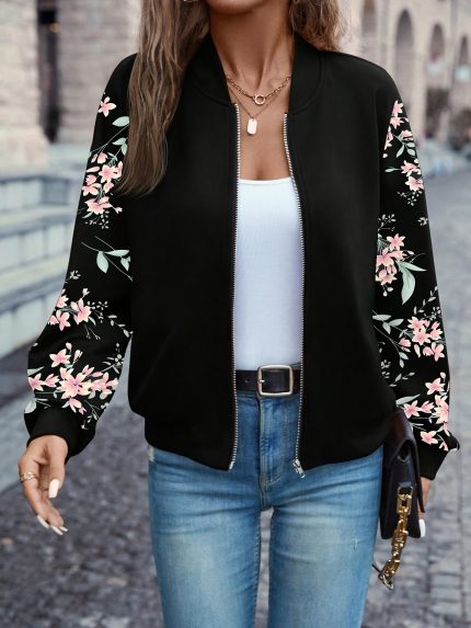 FloraZipp™ – Veste Zippée Femme Imprimée & Tendance