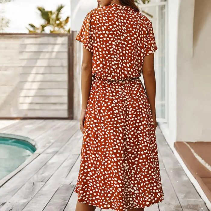 Evelina™ – Robe Chemise Femme À Pois Ajustable Élégance Estivale-6