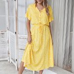 Evelina™ – Robe Chemise Femme À Pois Ajustable Élégance Estivale-2