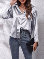 Idalia™ – Chemise Femme Chic en Soie Longue Élégante et Polyvalente