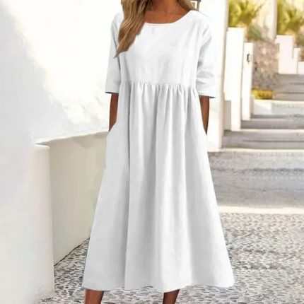 Ivanna™ – Robe Longue Femme Confortable et Élégante en Coton Léger
